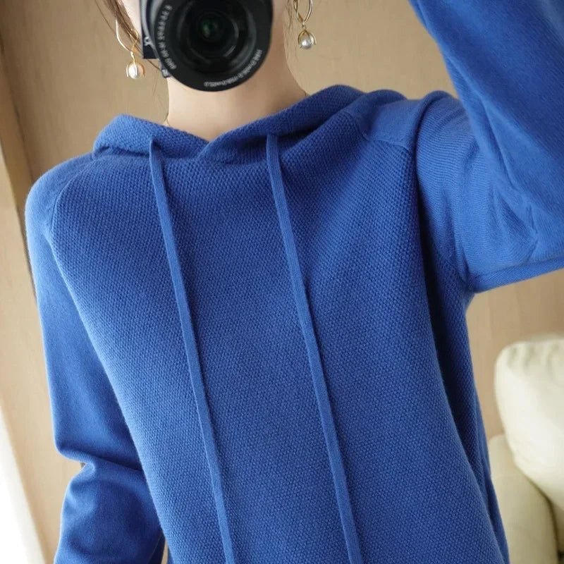 Cozy Knit Hooded Pullover Sweater with Drawstring — Casual Winter - BaeSprout.com