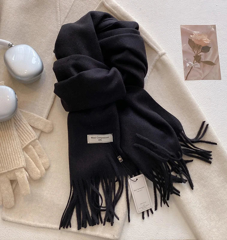 Cashmere Feel Tassel Scarf Oversized Wrap — Quiet Luxury Winter Essential - BaeSprout.com