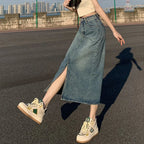 High - Waist Denim A - Line Skirt for Women - BaeSprout.com