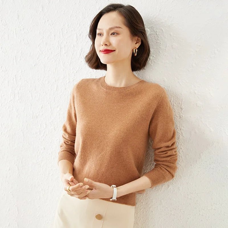 Crew Neck Cashmere - Blend Pullover Sweater - Quiet Luxury - BaeSprout.com
