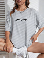 Angel Wings Back Graphic Oversized Tee with Short Sleeves — Y2K Grunge - BaeSprout.com