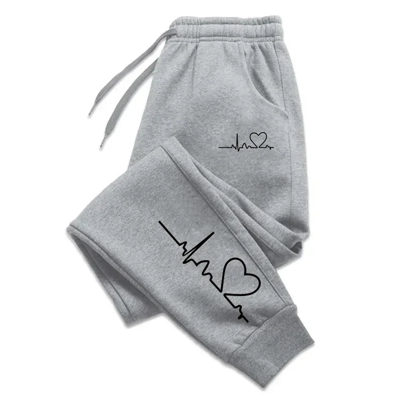 Heartbeat Print Jogger Sweatpants with Drawstring — Casual Street - BaeSprout.com