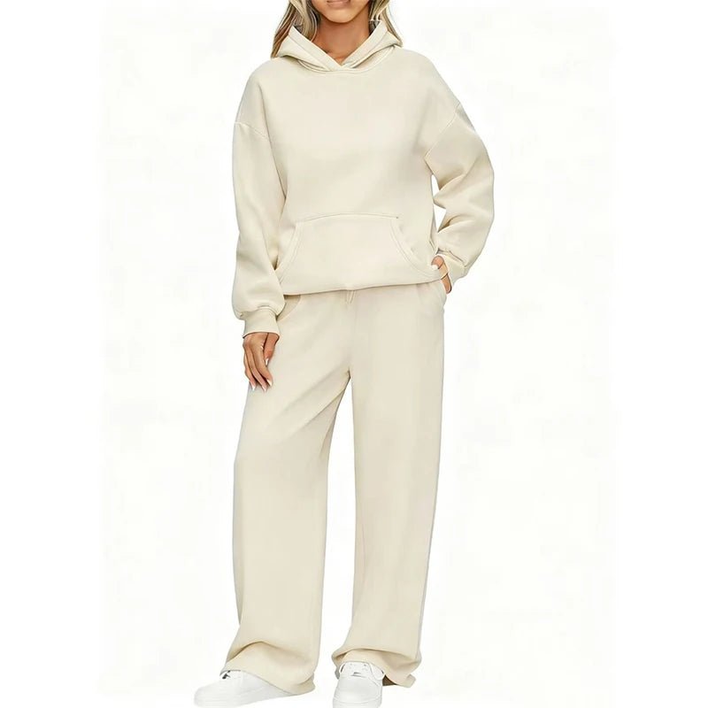 Pullover Hoodie Wide Leg Pants Set Two Piece — Clean Girl Soft Casual - BaeSprout.com
