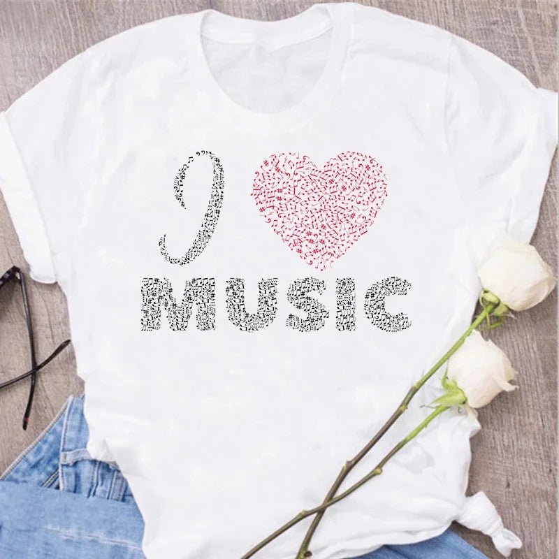 Music Heartbeat Graphic Tee Short Sleeve — Indie Alt & Harajuku Style - BaeSprout.com