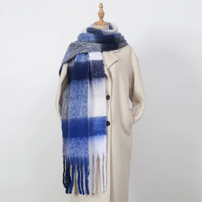 Fuzzy Color Block Tassel Scarf — Y2K Indie Winter Style - BaeSprout.com
