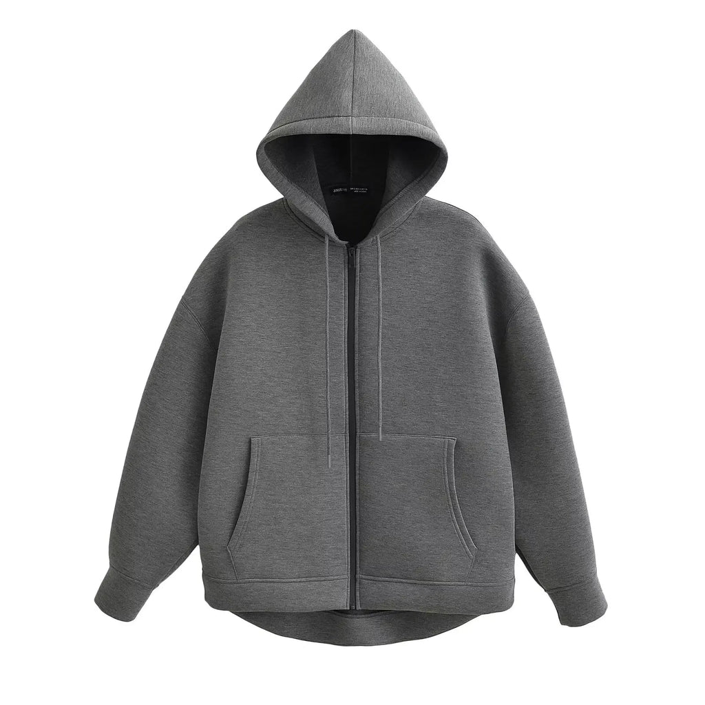 Oversized Zip - Up Hoodie Big Pocket Loose Fit — Clean Girl Y2K Essential - BaeSprout.com