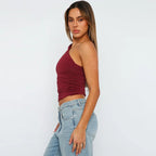 One Shoulder Crop Top Ruched Sleeveless — Y2K Baddie & Going Out - BaeSprout.com