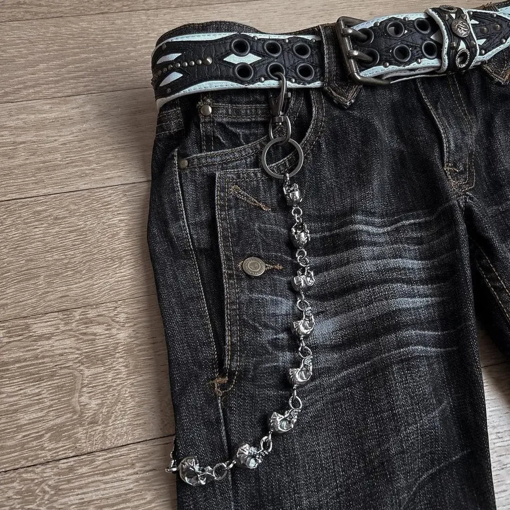 Embroidered Flare Jeans with Wide Leg — Y2K Rock Punk - BaeSprout.com