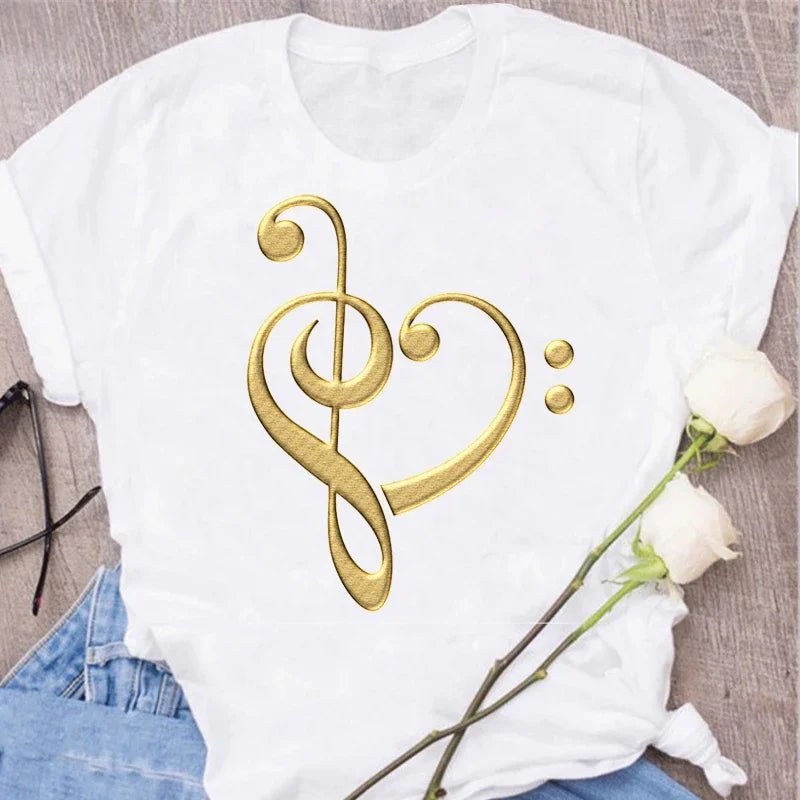 Music Heartbeat Graphic Tee Short Sleeve — Indie Alt & Harajuku Style - BaeSprout.com