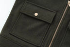 Cropped Zip - Up Jacket Collared Patch Pocket — Quiet Luxury Old Money - BaeSprout.com