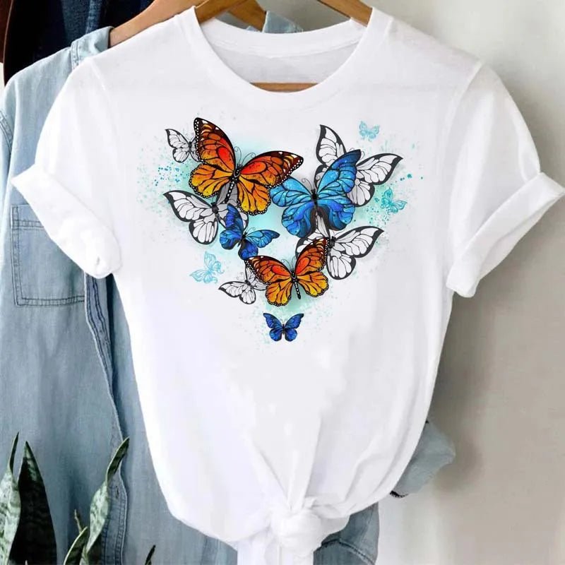 Summer Cartoon Butterfly Print Top - BaeSprout.com