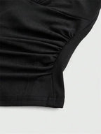V - Neck Halter Crop Top Ruched Tie - Back Backless — Y2K Baddie Night Out - BaeSprout.com