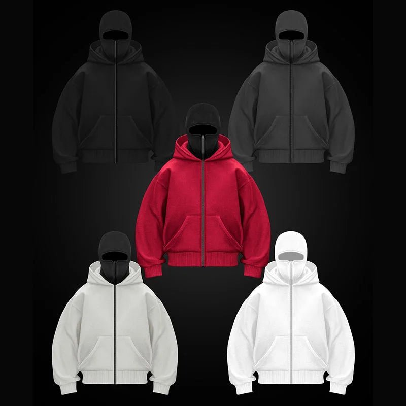 Balaclava Hood Oversized Zip - Up Hoodie — Y2K Goth Street - BaeSprout.com