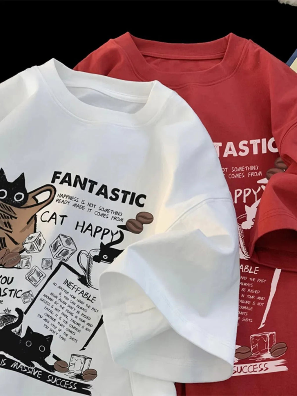 Cat Graphic Oversized Tee with Slogan Print — Y2K Indie Casual - BaeSprout.com
