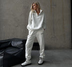 Crop Half - Zip Sweatsuit Set Two Piece Oversized — Clean Girl Loungewear - BaeSprout.com