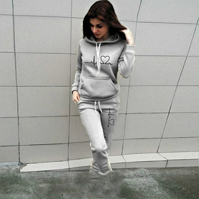 Heartbeat Graphic Hoodie Jogger Set Two Piece — Y2K Coquette Loungewear - BaeSprout.com