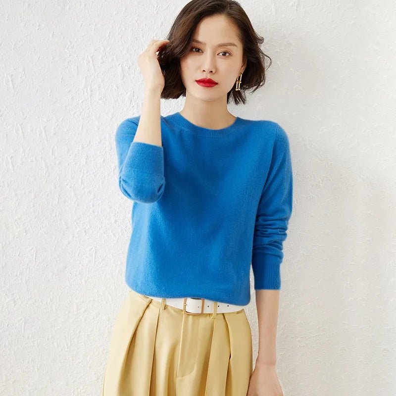Crew Neck Cashmere - Blend Pullover Sweater - Quiet Luxury - BaeSprout.com