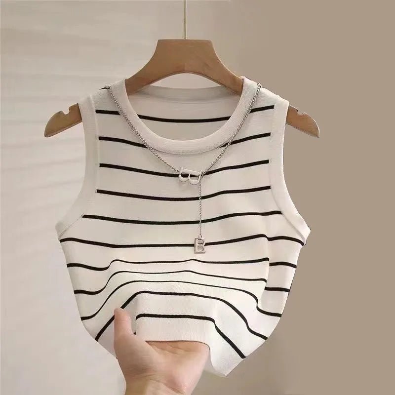 Striped Knit Waistcoat for Women - BaeSprout.com