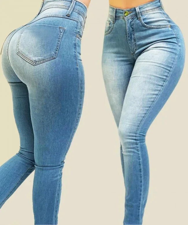 High Waist Skinny Jeans Stretch Fitted — Y2K Baddie Clean Girl Essential - BaeSprout.com