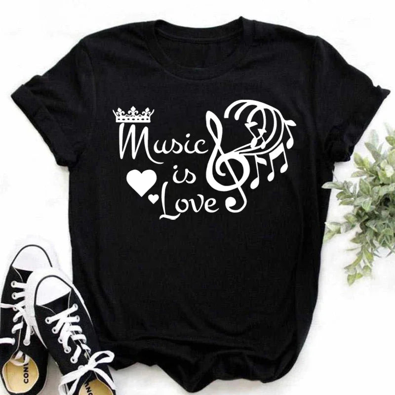 Music Heartbeat Graphic Tee Short Sleeve — Indie Alt & Harajuku Style - BaeSprout.com