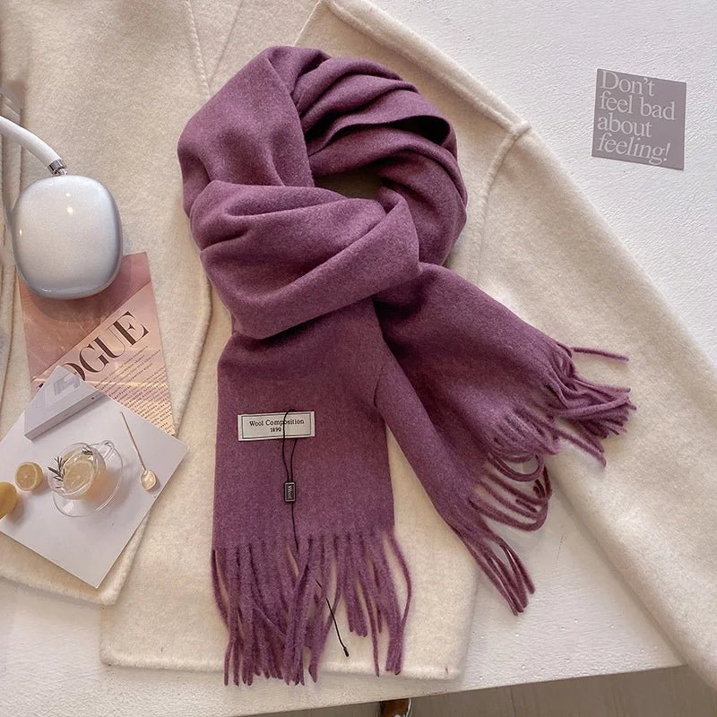 Cashmere Feel Tassel Scarf Oversized Wrap — Quiet Luxury Winter Essential - BaeSprout.com
