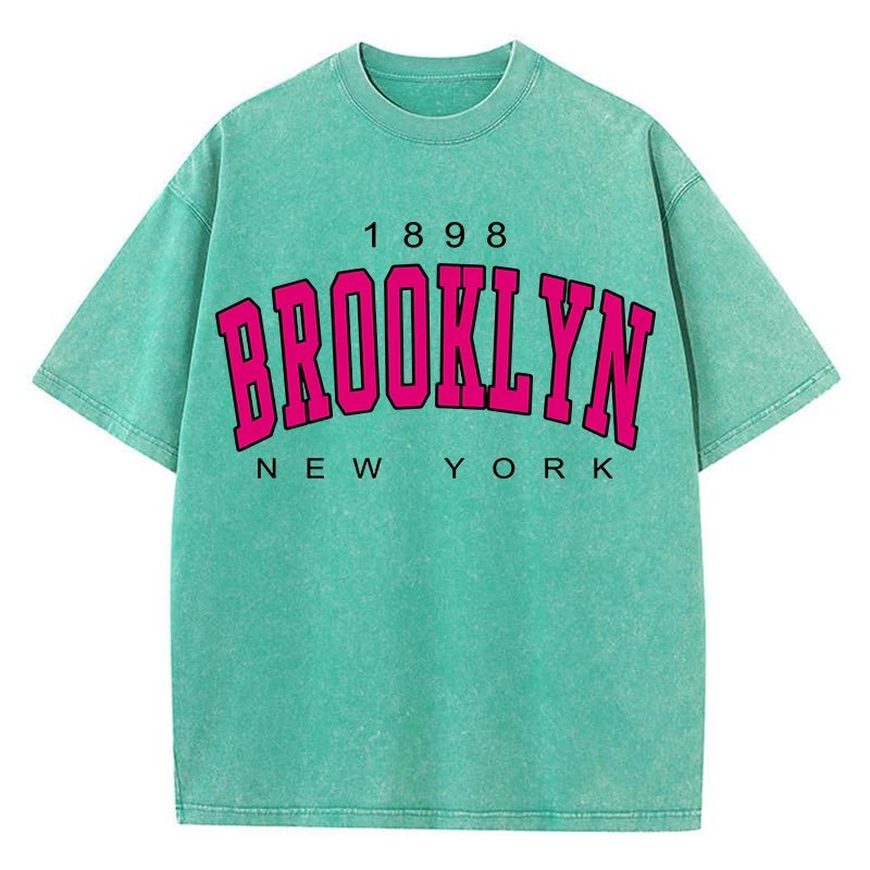 Brooklyn New York Washed Graphic Tee Oversized — Y2K Varsity - BaeSprout.com