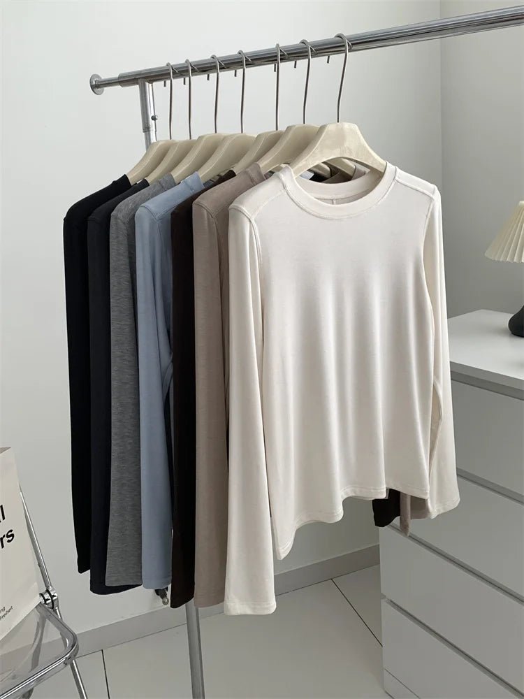 Silky Soft Long Sleeve Top with Slim Fit — Quiet Luxury Minimal - BaeSprout.com