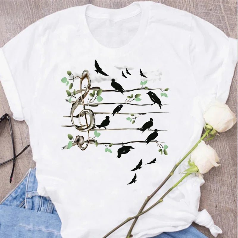 Music Heartbeat Graphic Tee Short Sleeve — Indie Alt & Harajuku Style - BaeSprout.com