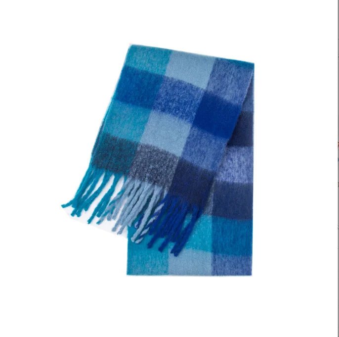 Fuzzy Color Block Tassel Scarf — Y2K Indie Winter Style - BaeSprout.com
