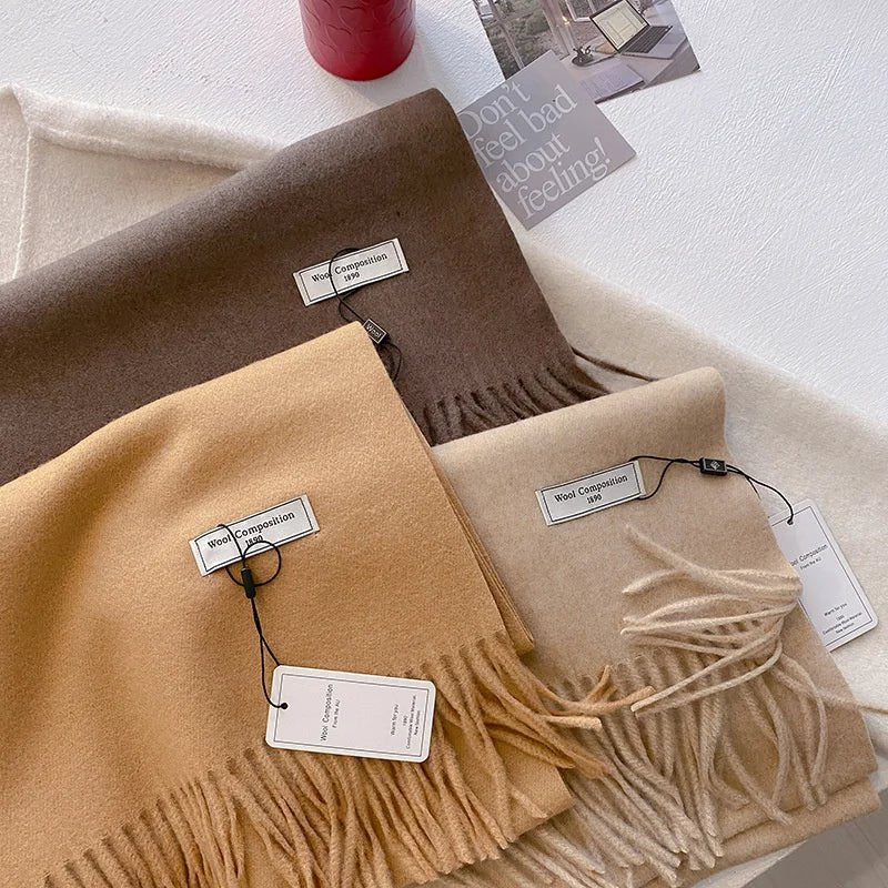 Cashmere Feel Tassel Scarf Oversized Wrap — Quiet Luxury Winter Essential - BaeSprout.com