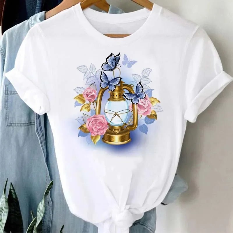 Summer Cartoon Butterfly Print Top - BaeSprout.com