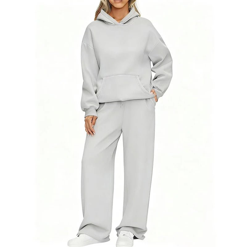 Pullover Hoodie Wide Leg Pants Set Two Piece — Clean Girl Soft Casual - BaeSprout.com
