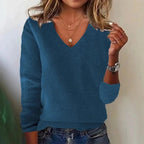 V - Neck Knit Pullover Sweater with Long Sleeves — Casual Minimal - BaeSprout.com