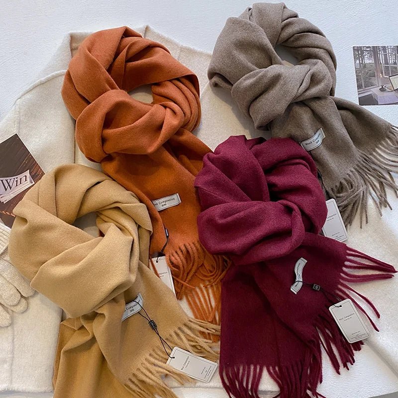 Cashmere Feel Tassel Scarf Oversized Wrap — Quiet Luxury Winter Essential - BaeSprout.com