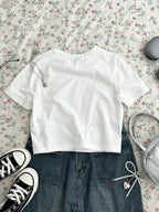 Basic Fitted Crop Tee with Short Sleeves — Clean Girl Minimal - BaeSprout.com
