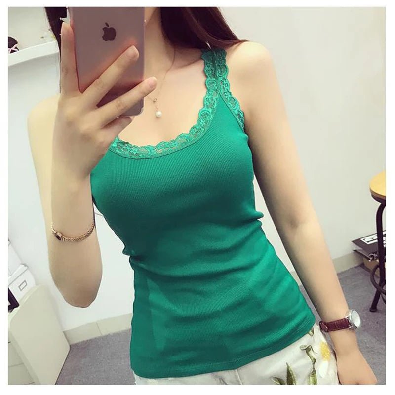 Lace Trim Sleeveless Tank Top - BaeSprout.com