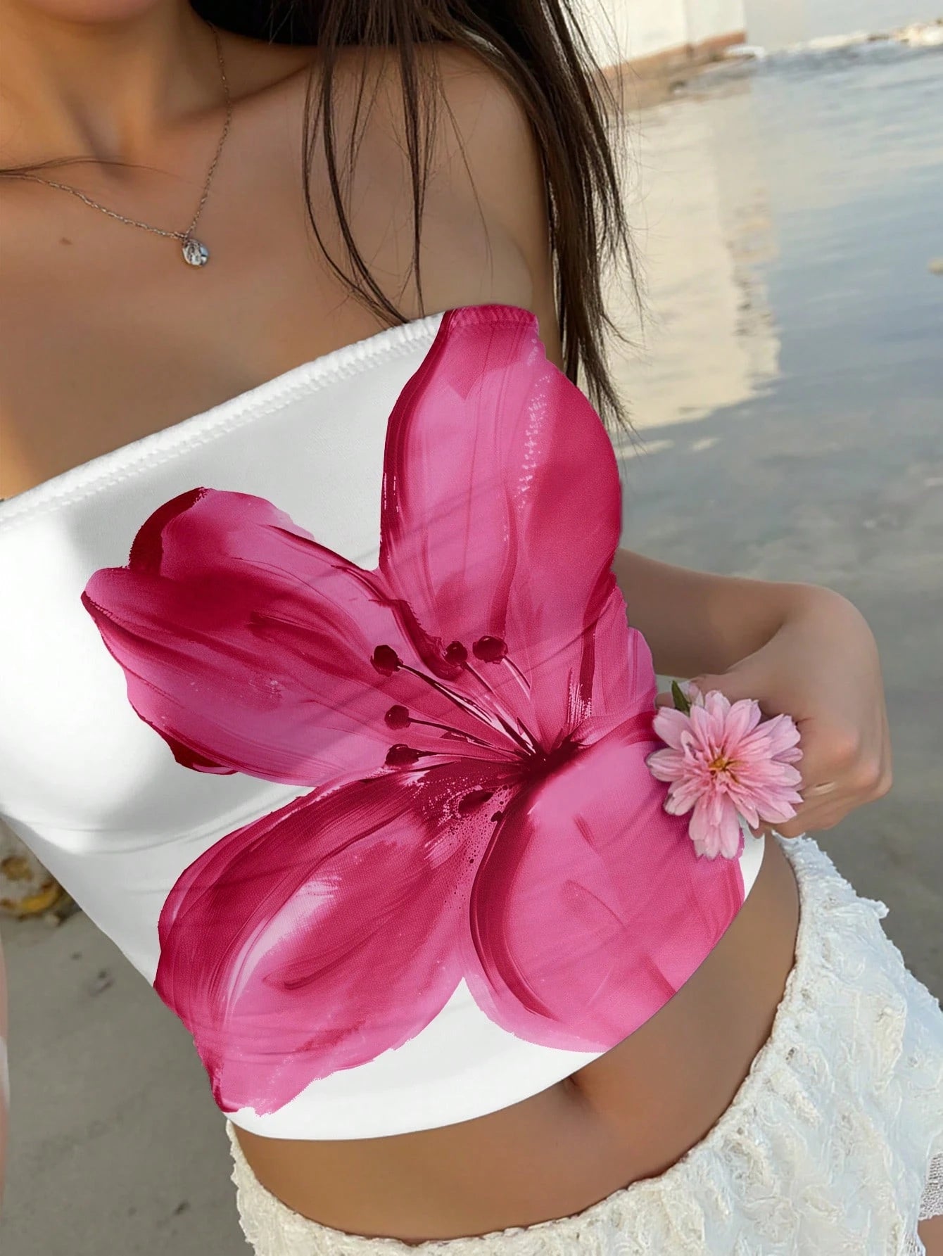 Floral Print Strapless Bandeau Crop Top — Coquette Summer - BaeSprout.com