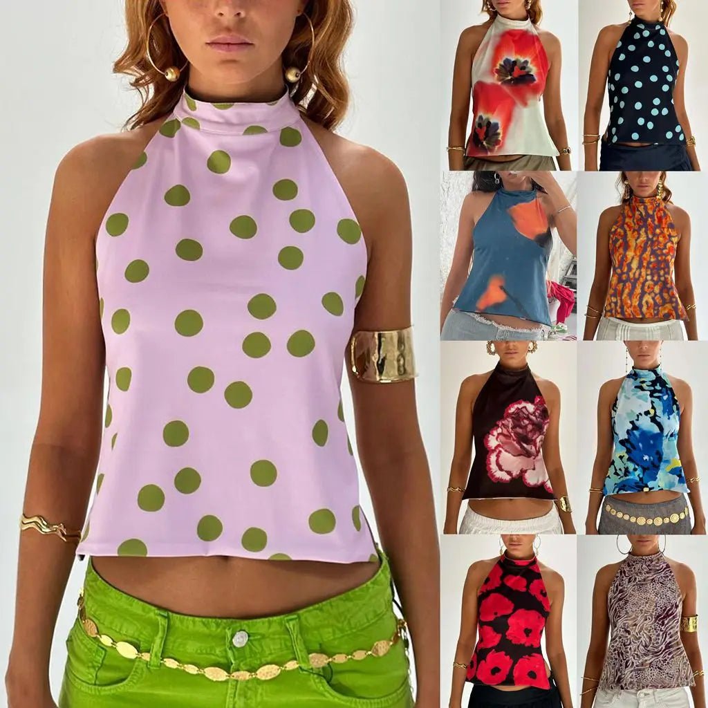 Women's Y2K Halter Neck Crop Top - BaeSprout.com