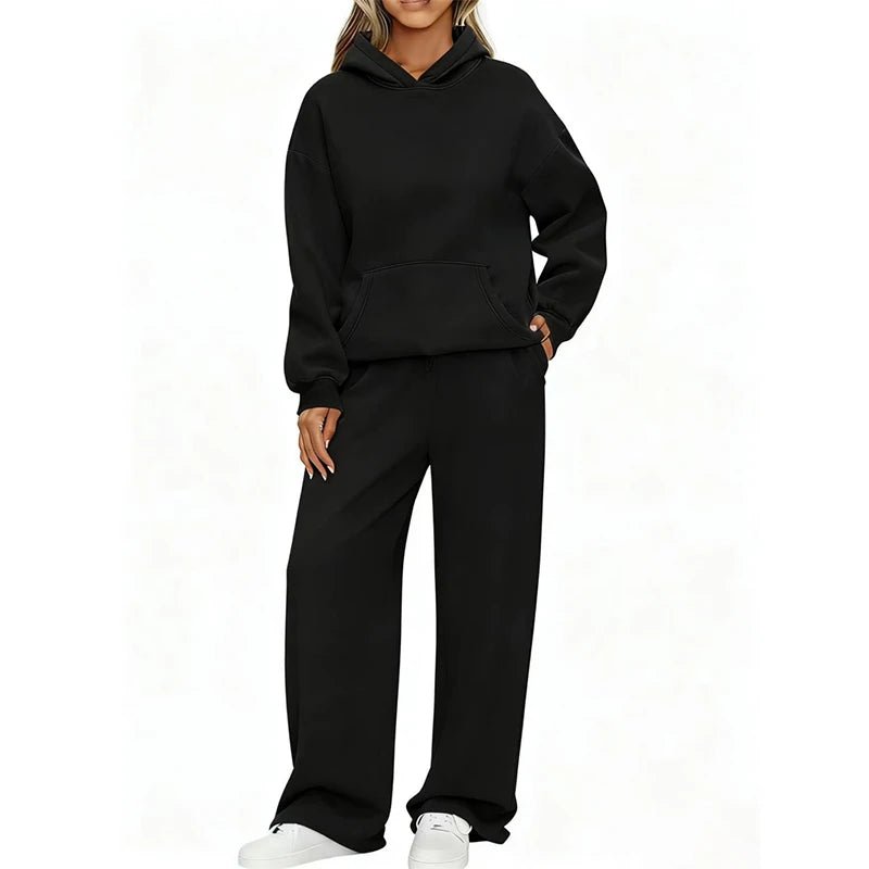 Pullover Hoodie Wide Leg Pants Set Two Piece — Clean Girl Soft Casual - BaeSprout.com