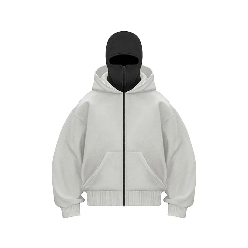 Balaclava Hood Oversized Zip - Up Hoodie — Y2K Goth Street - BaeSprout.com