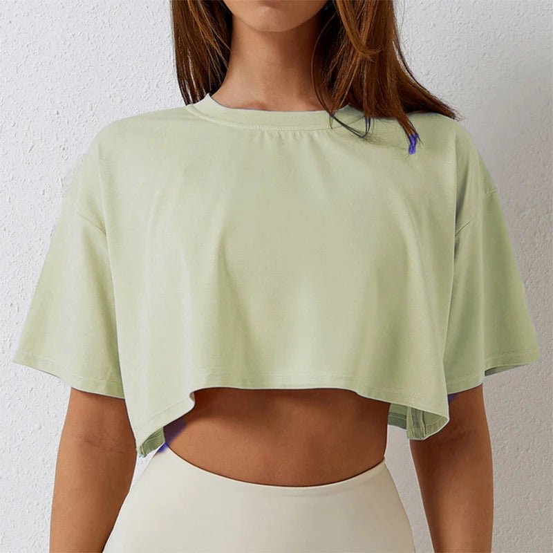 Oversized Cotton Crop Tee with Short Sleeves — Y2K Casual - BaeSprout.com