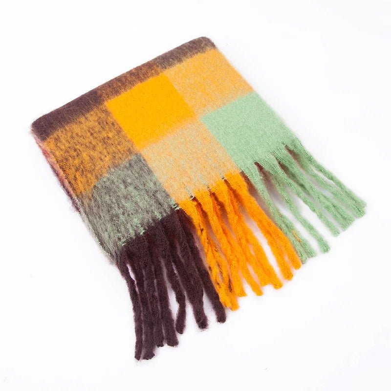 Fuzzy Color Block Tassel Scarf — Y2K Indie Winter Style - BaeSprout.com