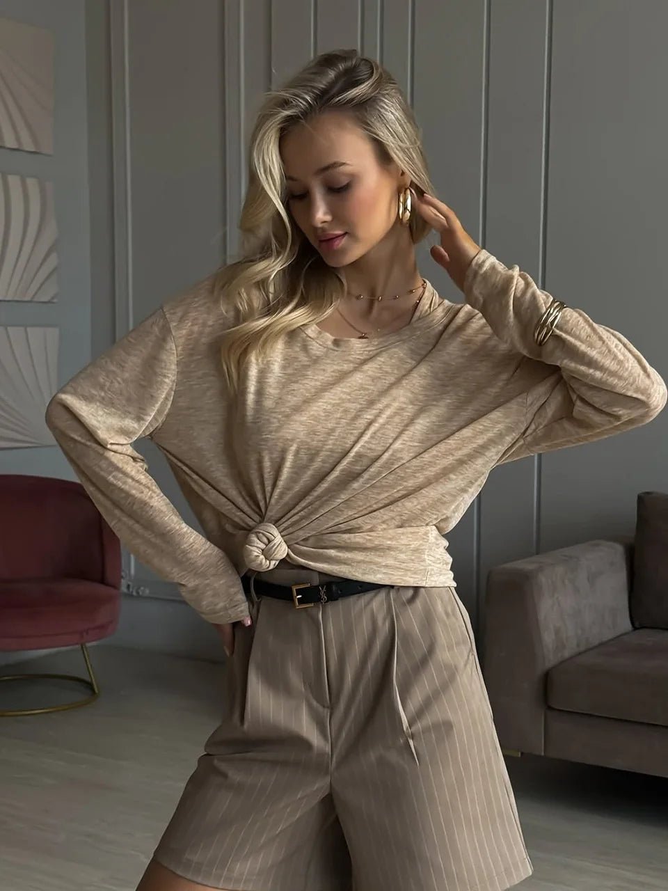 Soft Knit Long Sleeve Top Loose Fit — Pastel Casual - BaeSprout.com