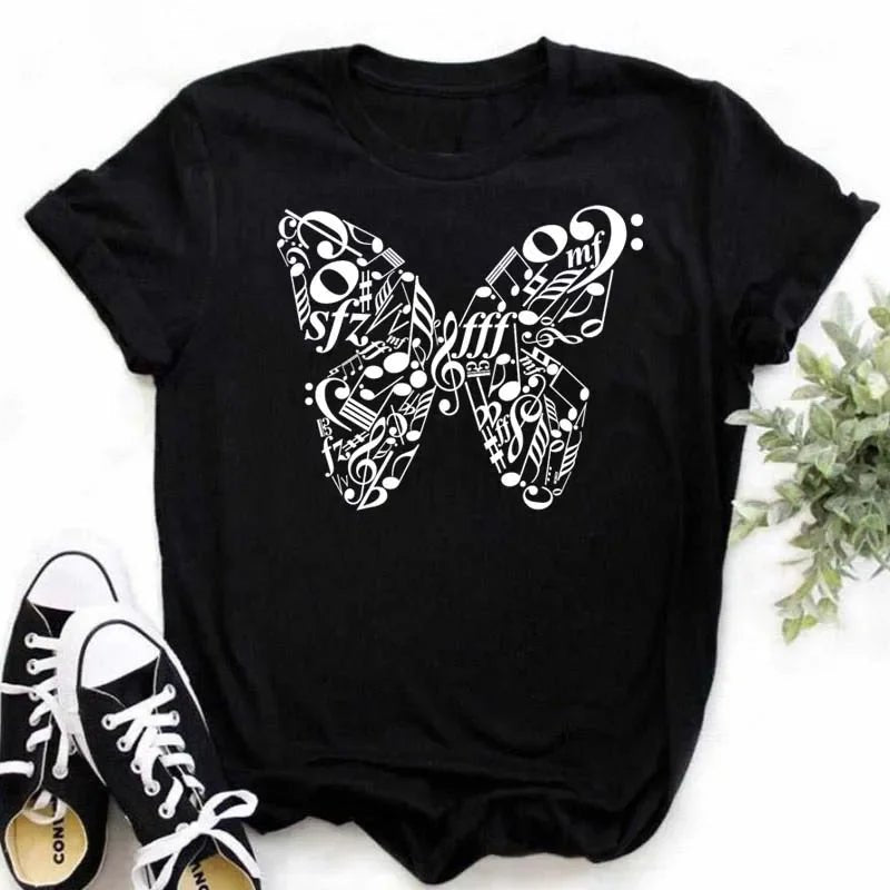 Music Heartbeat Graphic Tee Short Sleeve — Indie Alt & Harajuku Style - BaeSprout.com