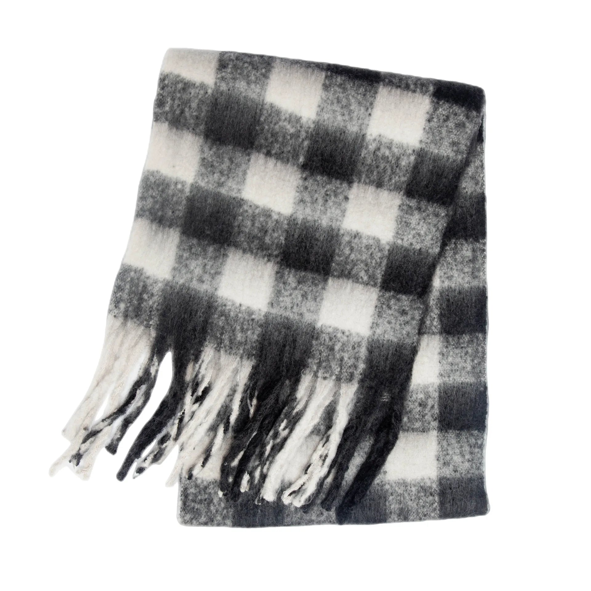 Fuzzy Color Block Tassel Scarf — Y2K Indie Winter Style - BaeSprout.com