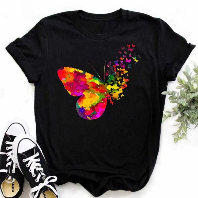 Summer Cartoon Butterfly Print Top - BaeSprout.com