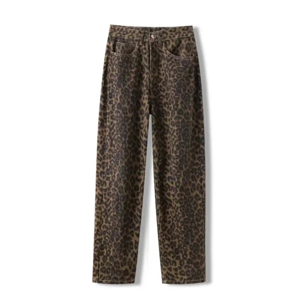 Leopard Print Straight - Leg Jeans - BaeSprout.com