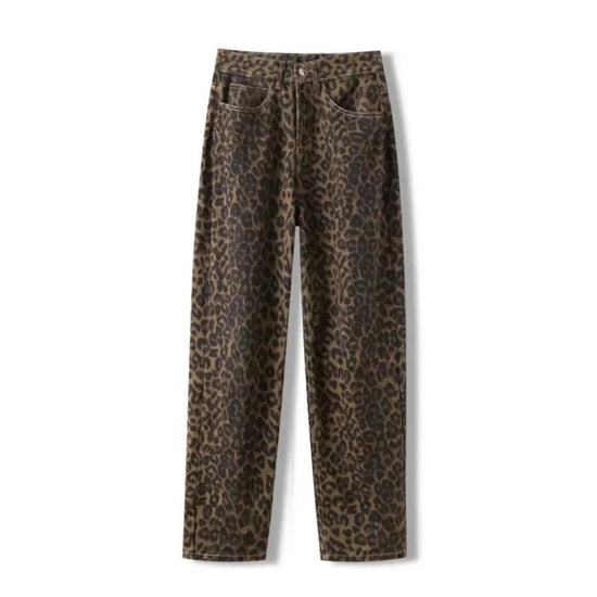 Leopard Print Straight-Leg Jeans