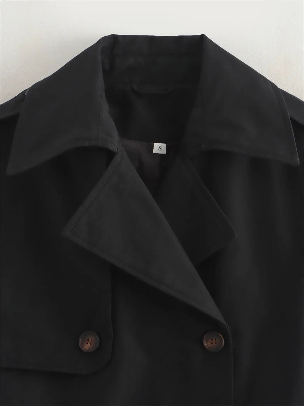 Cropped Trench Coat Double Breasted Lapel — Quiet Luxury Old Money Style - BaeSprout.com