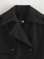 Cropped Trench Coat Double Breasted Lapel — Quiet Luxury Old Money Style - BaeSprout.com